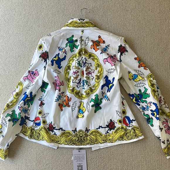 Grateful Dead White Shirt with Gold and Multicolor Designs meghan fabulous - Picture 5 of 5
